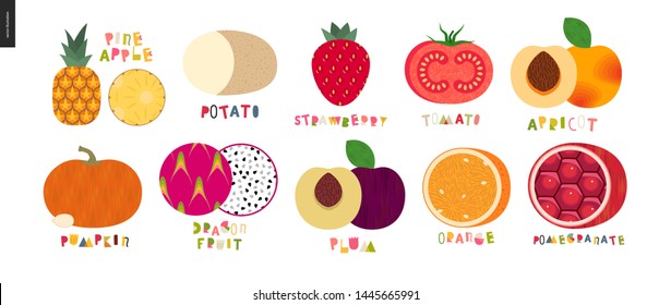 Food Patterns Summer Fruit Lemon Orange Stock Vector (Royalty Free ...