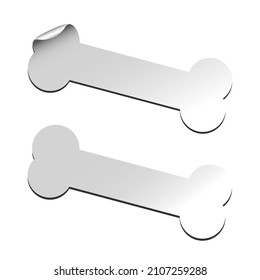 Food for pets dogs and cats stickers bone symbol label design set on white background.
