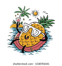 Food Pineapple Fruit Love Summer Graphic Illustration Vector Art T-shirt Design