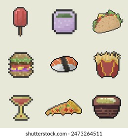 food pixel art bundle collection for your digital asset