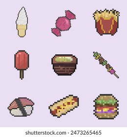 food pixel art bundle collection for your digital asset