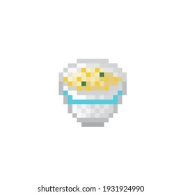 Food pixel art. Soup pixel art. Vector illustration.