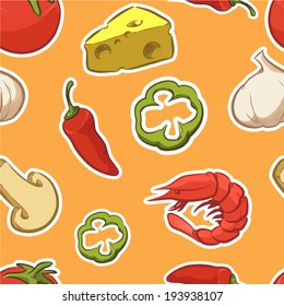 Food Pizza Ingredient Seamless Pattern