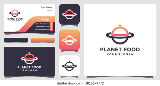 Food planet logo design template illustration and business card design.