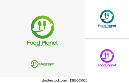 Food Planet Logo Designs Vector Illustration, Food Place Logo Template Vector