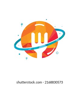 Food planet vector logo design template.