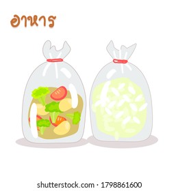 
Food in Plastic bag vector in Thai Language it mean “food”        