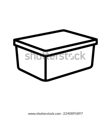 Food plastic box icon. Plastic container for food of with lid and transparent bowl. Vector illustration.