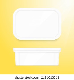 Food plastic container mockup. Front and upper view. Vector illustration. Great to promo your product. EPS10.	