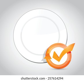food plate check mark cycle illustration design over white