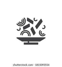Food plate vector icon. filled flat sign for mobile concept and web design. Plate and chopped vegetables glyph icon. Symbol, logo illustration. Vector graphics