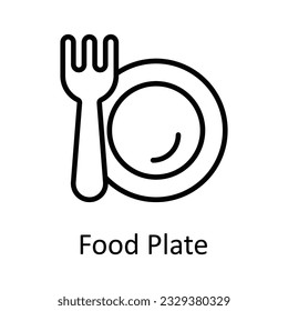 Food Plate Vector outline Icon Design illustration. Food and Drinks Symbol on White background EPS 10 File 