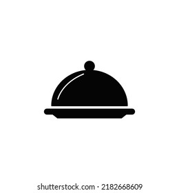 Food Platter Icon In Black Flat Glyph, Filled Style Isolated On White Background