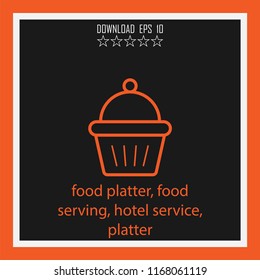 food platter, food serving, hotel service, platter  vector icon
