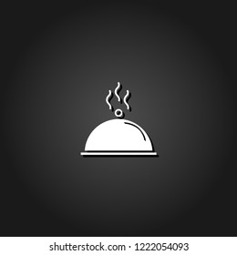 Food platter serving icon flat. Simple White pictogram on black background with shadow. Vector illustration symbol