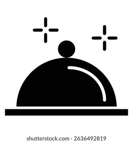 Food platter serving icon Flat outline fill black and white