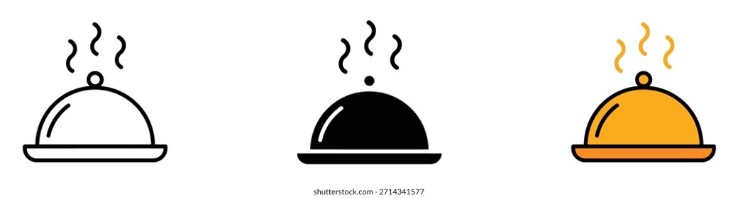 Food platter serving icon vector. serves food, restaurant service, catering symbol. vector illustration.