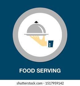 Food platter serving sign icon - restaurant sign, food serving illustration