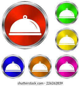 Food platter serving sign  icon - vector glossy colourful buttons