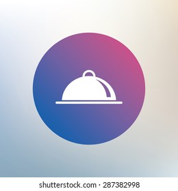 Food platter serving sign icon. Table setting in restaurant symbol. Icon on blurred background. Vector