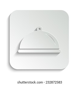 Food platter serving sign - vector icon with shadow on a grey button