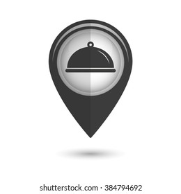 Food platter serving sign - vector icon;  black map pointer