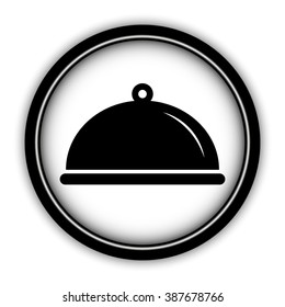 Food platter serving sign - vector icon; round  button with shadow