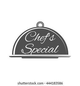 Food Platter Serving Vector Icon. Chef's Special. Restaurant Menu. Waiter Hands With Cloche Lid Vector Illustration. Hand Holding Or Carrying Empty Silver Serving Platter.