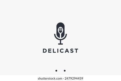 food podcast logo design vector silhouette illustration