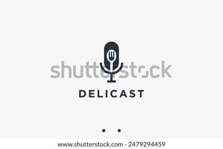 food podcast logo design vector silhouette illustration