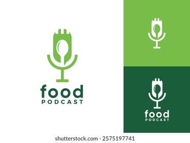 food podcast logo. kitchen chef studio vector graphic design