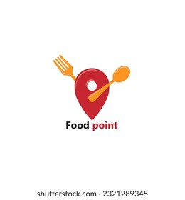 food point illustration logo the concept of location and cutlery