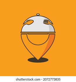 Food point logo with food cover for element design. Vector illustration EPS.8 EPS.10