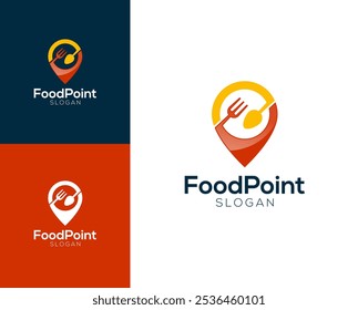 Logo de point alimentaire. Cave avec Image vectorielle de localisation de broches.