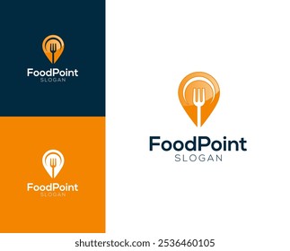 Logo de point alimentaire. Cave avec Image vectorielle de localisation de broches.