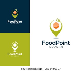 Logo de point alimentaire. Cave avec Image vectorielle de localisation de broches.