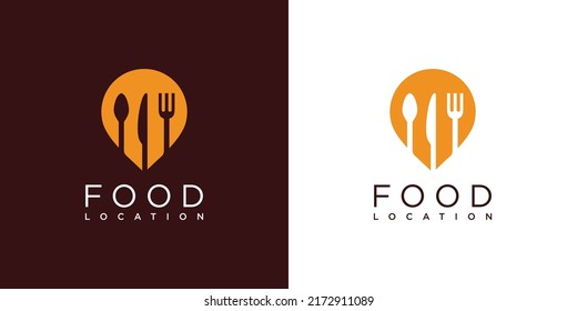 Diseño de logotipo de punto de alimentación con concepto de localización de pin creativo Vector Premium