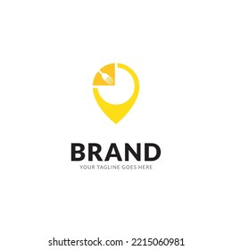 Diseño de logotipo de punto de alimentación con concepto de localización de pin creativo Vector Premium