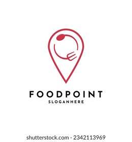 Food point logo design creative idea with spoon and fork symbol