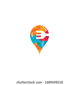 Design des Lebensmittelpunktes Logo-Vorlage für Gabel- und Pin-Zeichen.