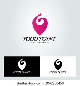Food point logo design template. Vector illustration