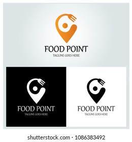 Food point logo design template. Fork logo design concept. Vector illustration