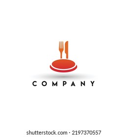 Diseño del logotipo de punto de alimentación, plantilla del logotipo de alimentos