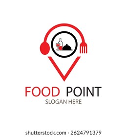 food point logo design template, food map icon