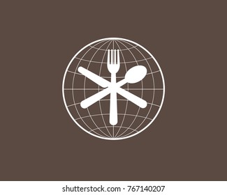 Food point logo design template. Silhouette creative symbol. Universal icon. Restaurant, cafe sign. Applicable for labels, badges, banners, posters, menu, identity and branding. Vector illustration.