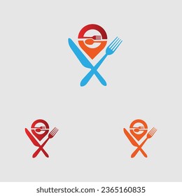 Design-Konzept für Food Point-Logos, Vektorgrafik, Design für das Restaurant-Logo, Vorlage zur Illustration
