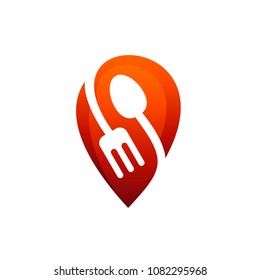 Food Point Logo, Restaurant Location Logo, Logo For App Finding Restaurant