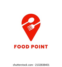 logotipo, símbolo y plantilla de icono de punto de alimentación. para mostrar la ubicación del vendedor de alimentos.