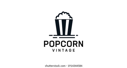Food popcorn vintage black logo design inspiration. Logo can be used for food, drink, and restaurant company