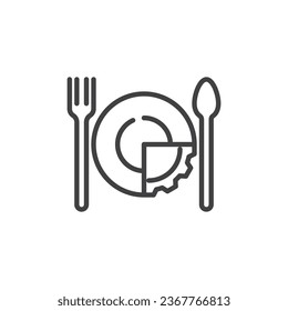 Food portion control line icon. linear style sign for mobile concept and web design. Healthy eating plate outline vector icon. Symbol, logo illustration. Vector graphics